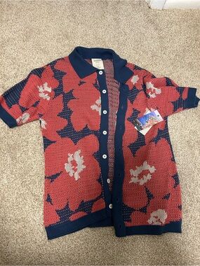 Knit Shirt - Red & Navy
